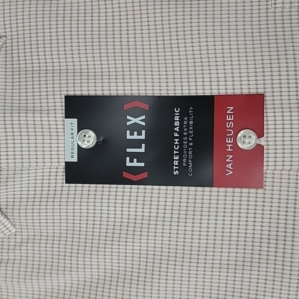 NWT Van‎ Heusen Flex Men's Regular Fit Stretch Dress Shirt in "Toast" Color - Picture 3 of 4
